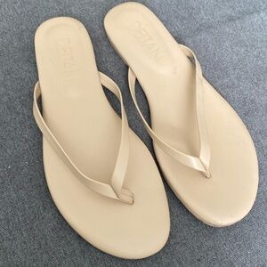 Tan Nude Beige thong leather sandals flip flops size 8